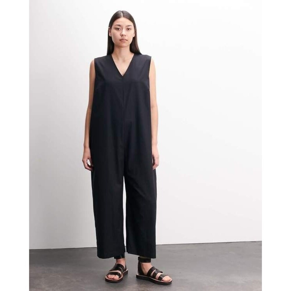 ROUCHA Black‎ V-Neck Jumpsuit Wide Leg Minimalist Size 16-20